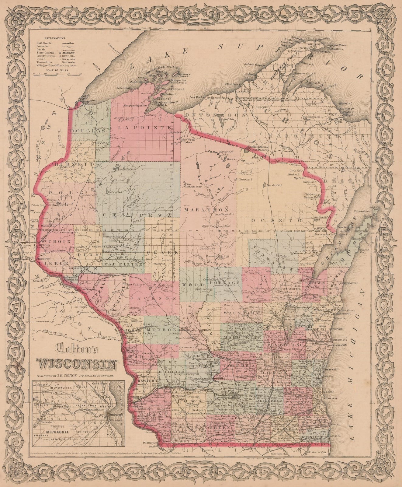 Joseph Hutchins Colton, Wisconsin, 1861