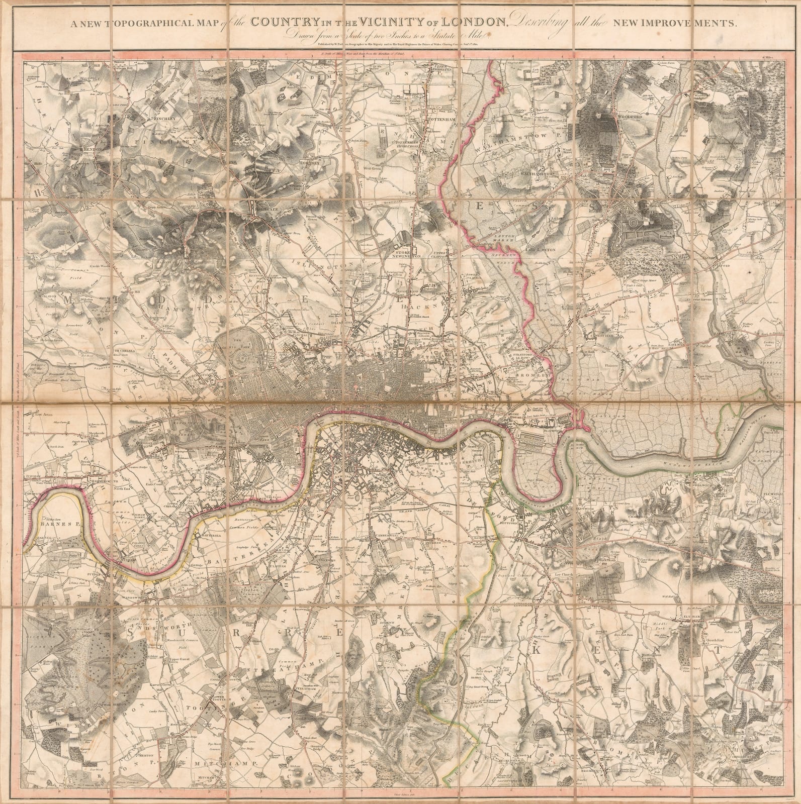 William Faden, A New Topographical Map of the Country in the Vicinity of London, 1818