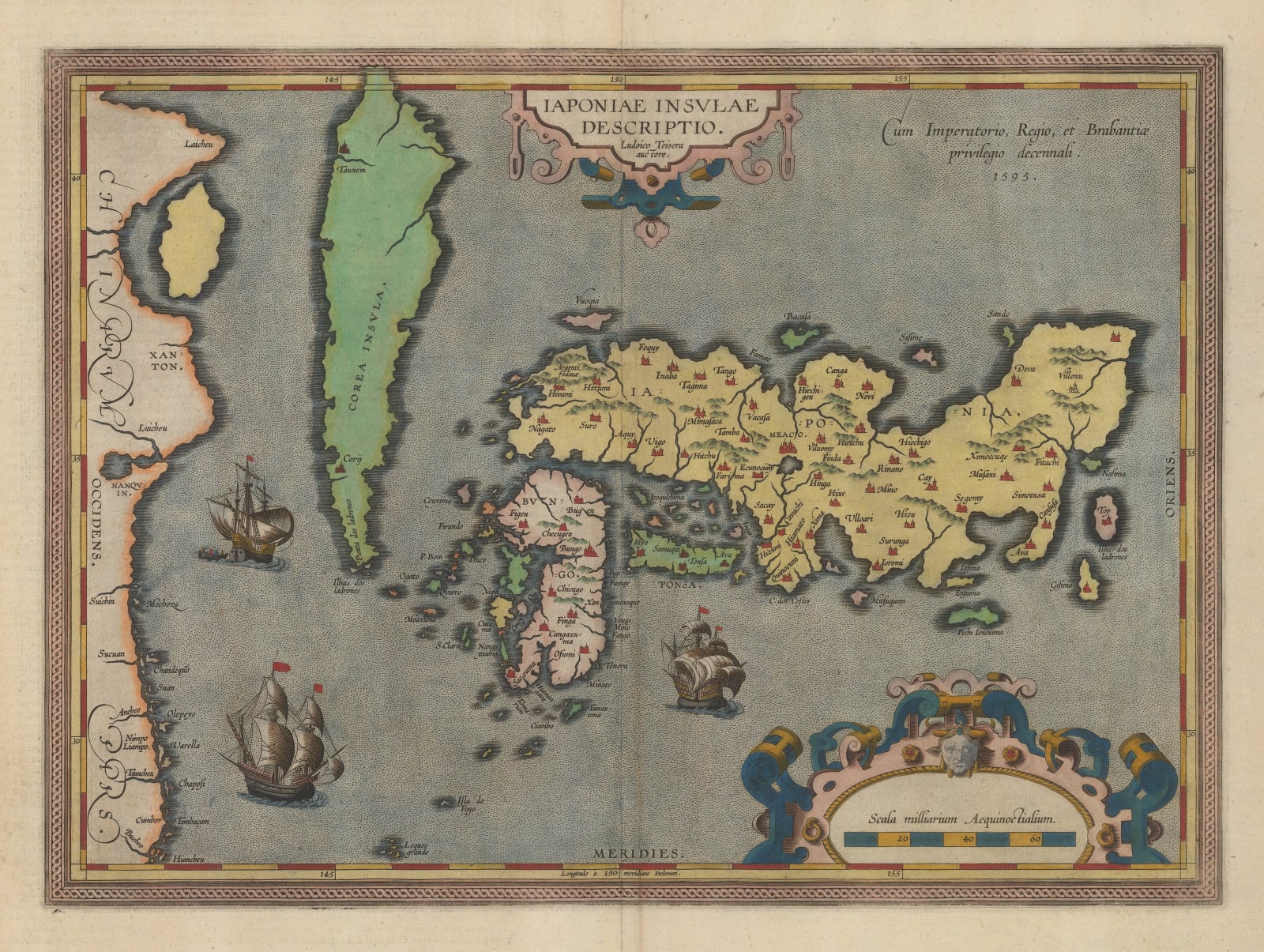 Abraham Ortelius, First European map of Japan, 1598