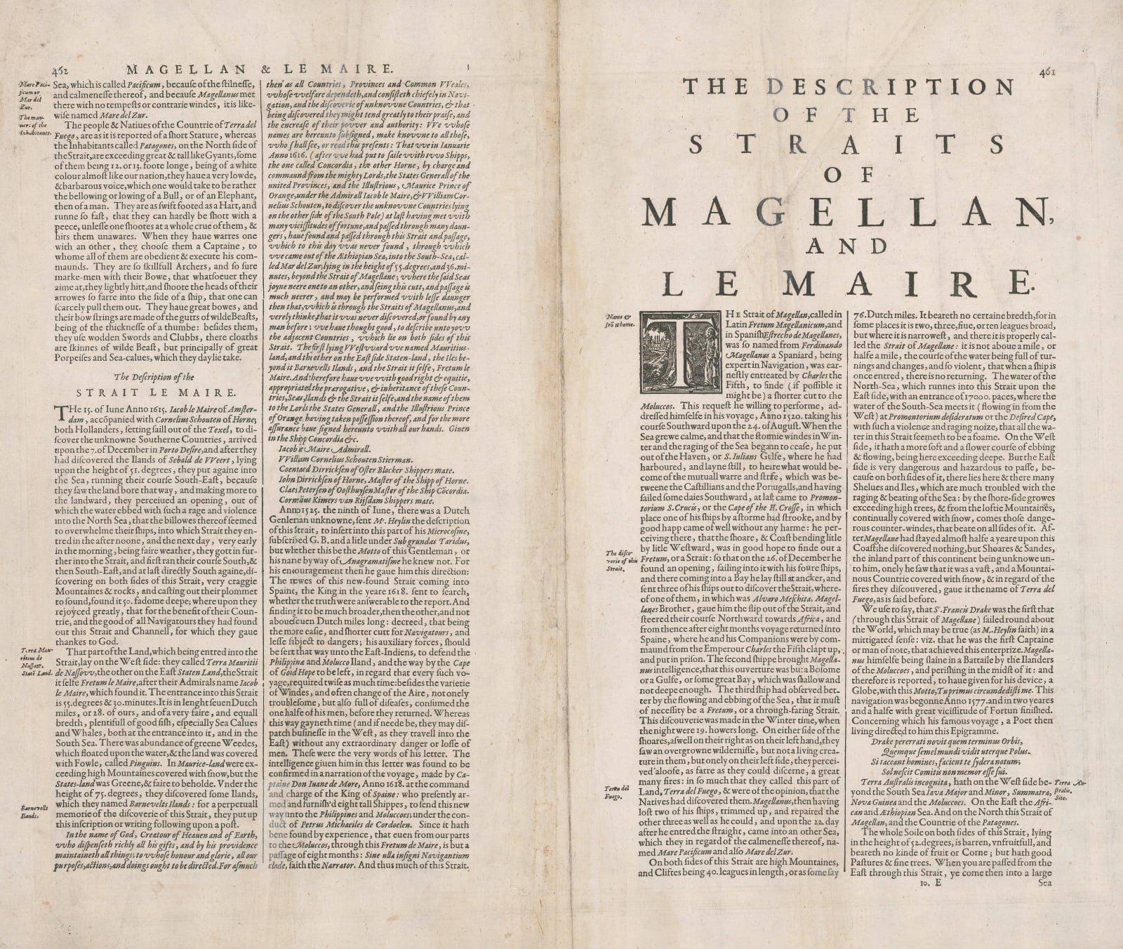 Henricus Hondius, Dutch Golden Age map of the Magellan Straits, 1636
