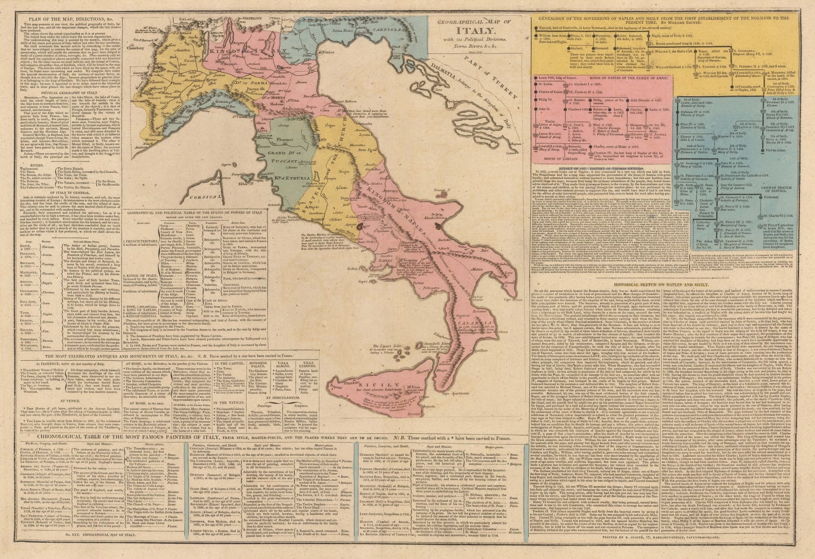 R. Juigne, Geographical Map of Italy, 1813