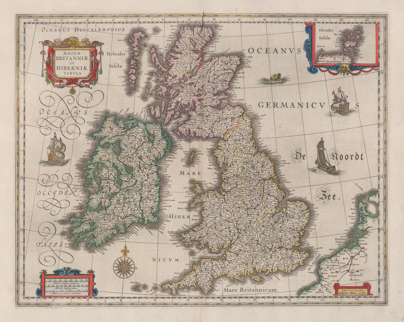 Willem & Jan Blaeu, Dutch Golden Age Map of Britain, 1650 c.
