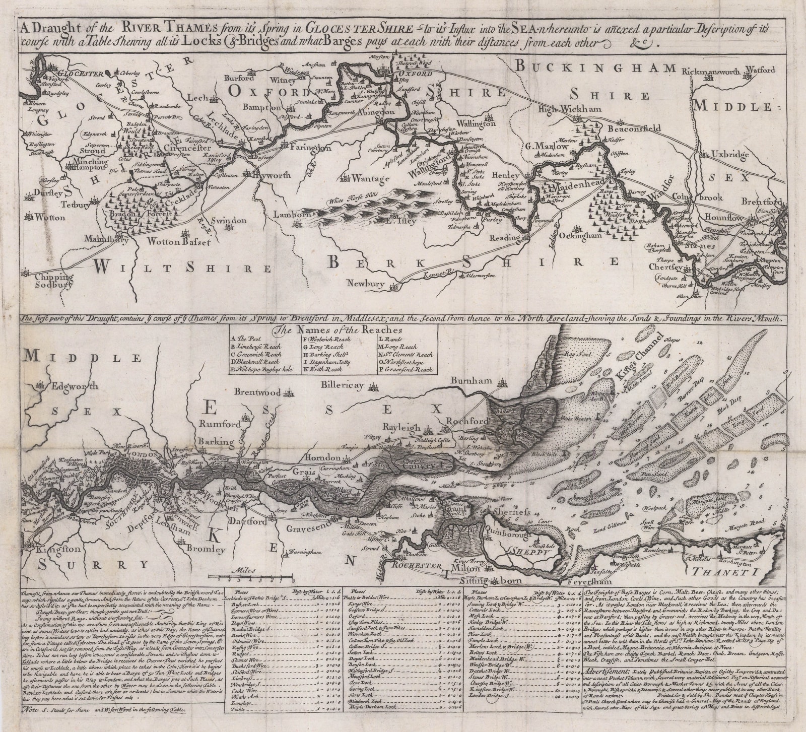 Thomas Bowles, A Draught of the River Thames, 1710