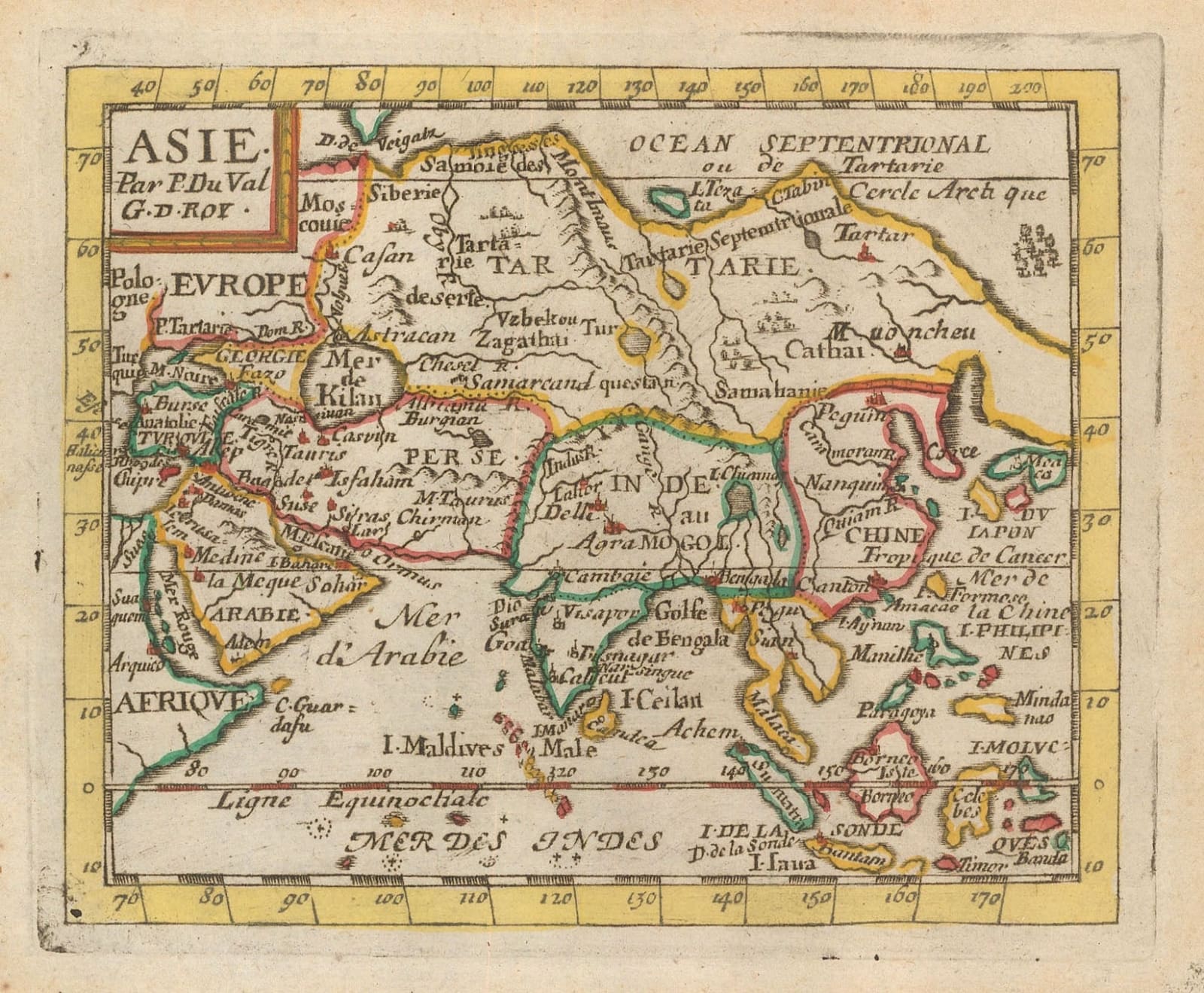Pierre Duval, Miniature map of Asia, 1680 c.
