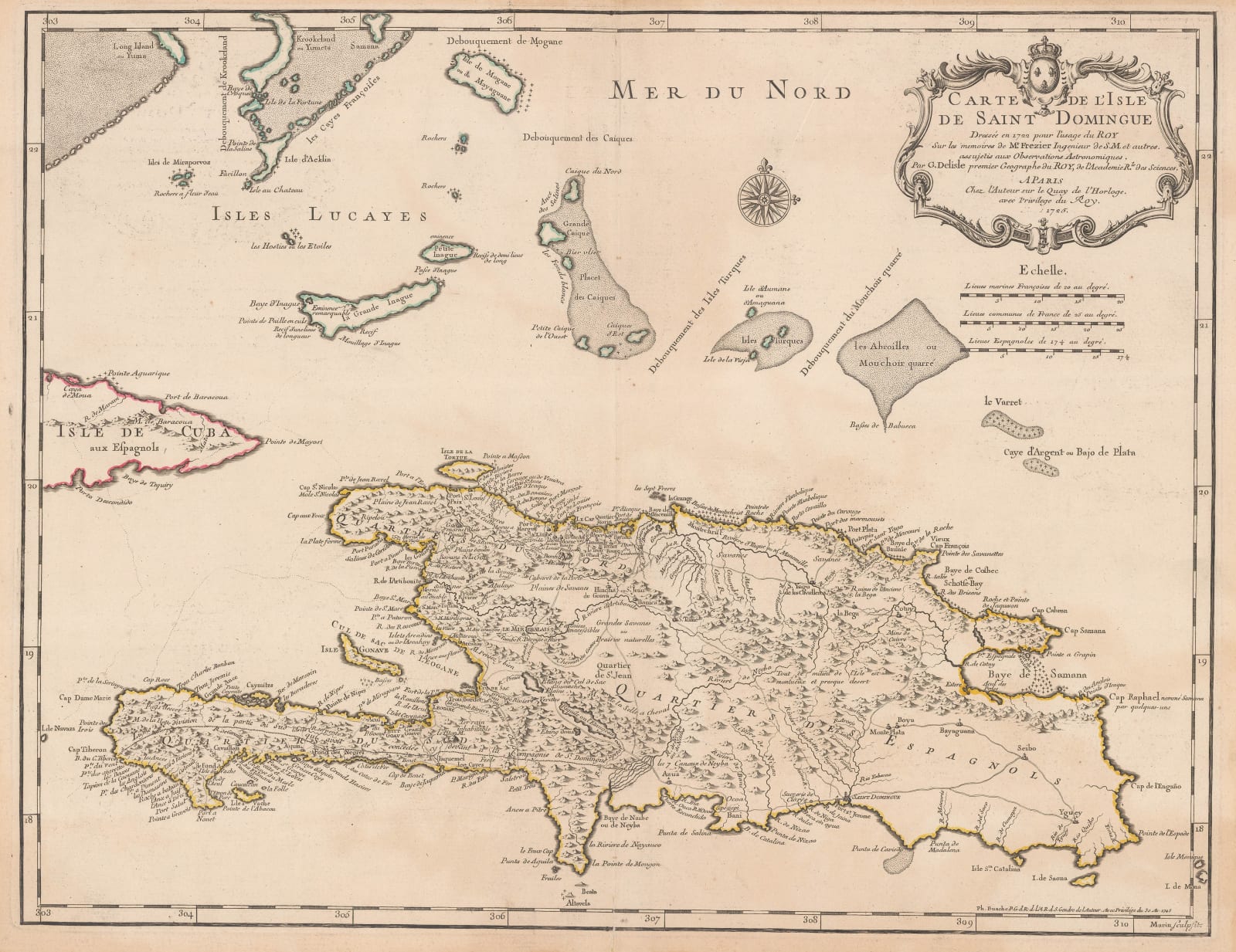Philippe Buache, Haiti & the Dominican Republic, 1745