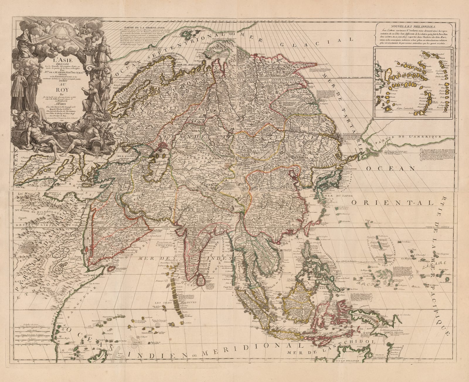 Jean Baptiste Nolin, Wall map of Asia, 1740