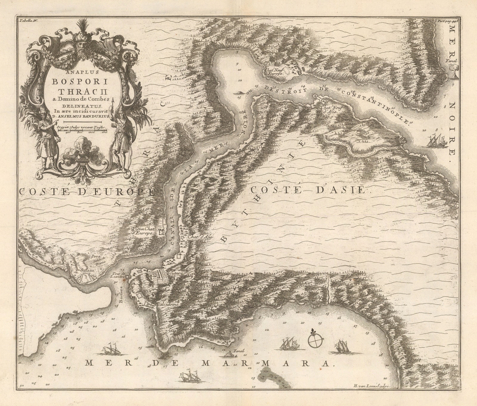 Nicolas & Guillaume Sanson, Rare map of the Bosphorous, 1711
