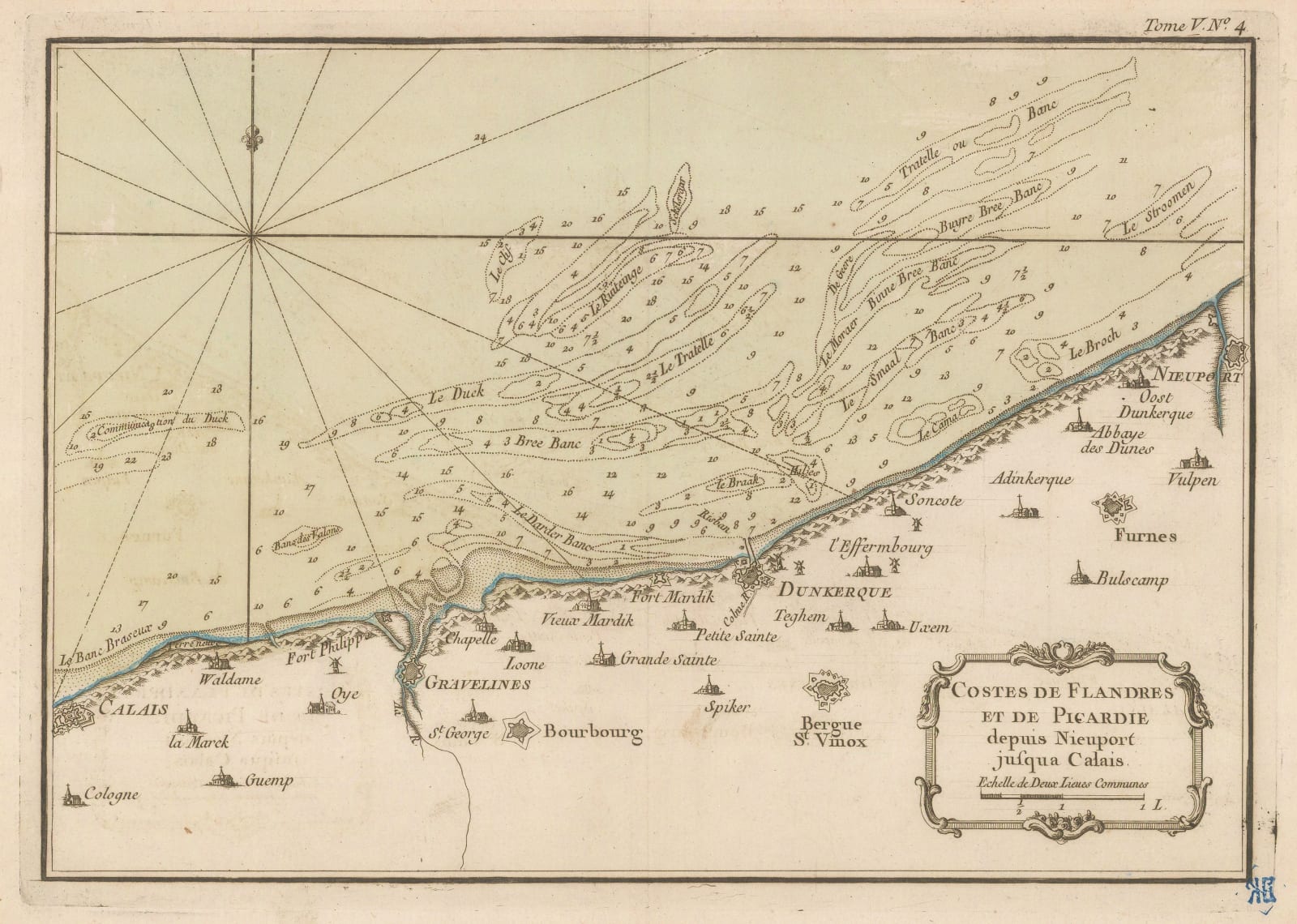 Jacques-Nicolas Bellin, Chart from Calais to Nieuwpoort, 1764