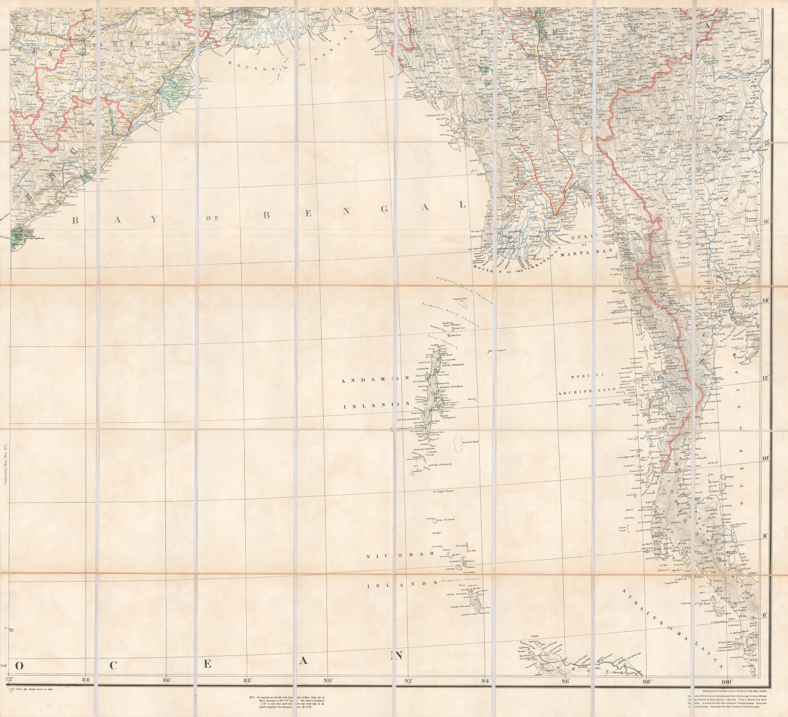 Survey of India, Railway, Canal, and Road Map of India, 1912