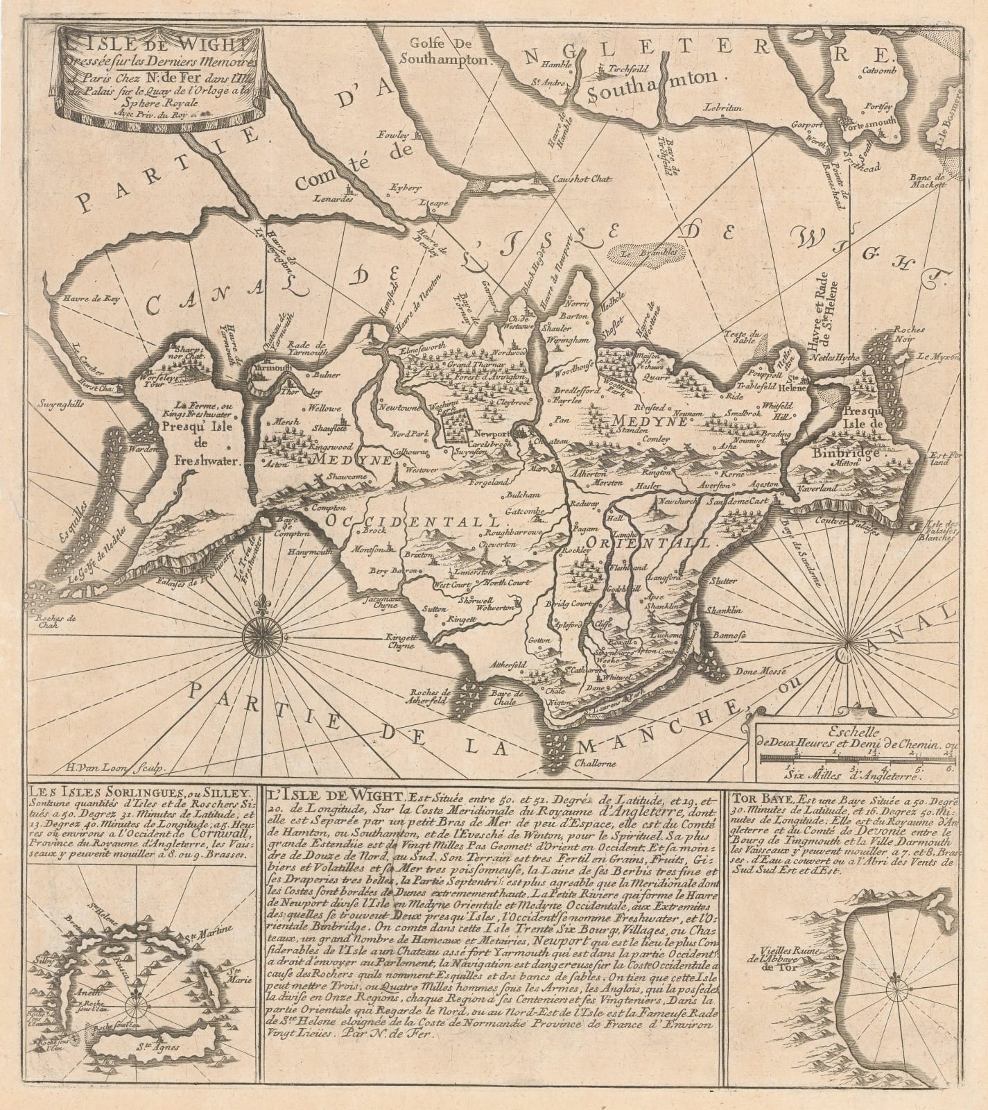 Nicolas de Fer, L'Isle de Wight, 1705