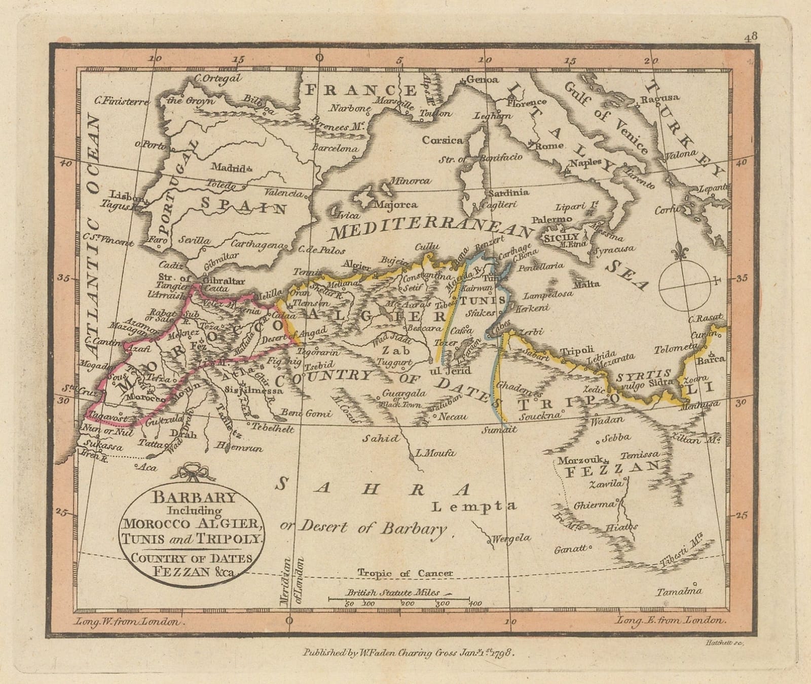 William Faden, North Africa from Morocco to Libya, 1798