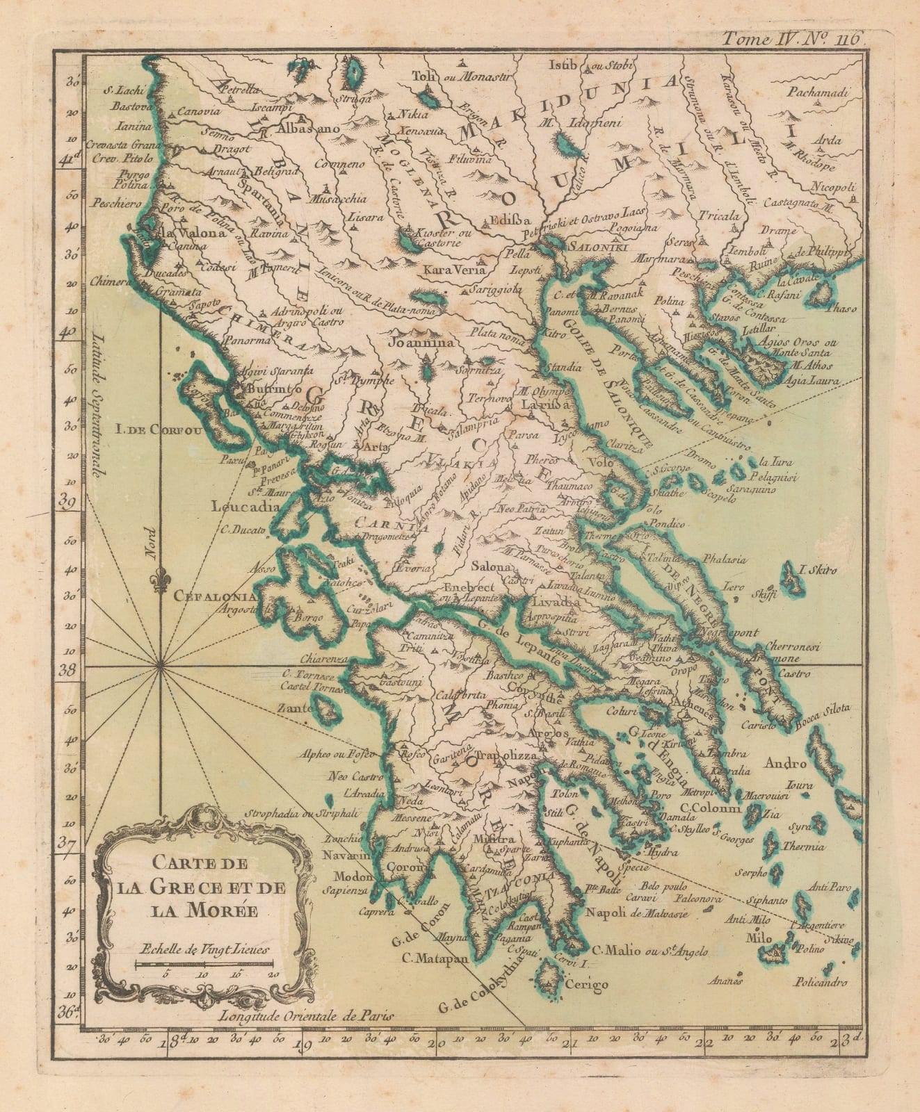Jacques-Nicolas Bellin, Greece and the Peloponnese, 1764