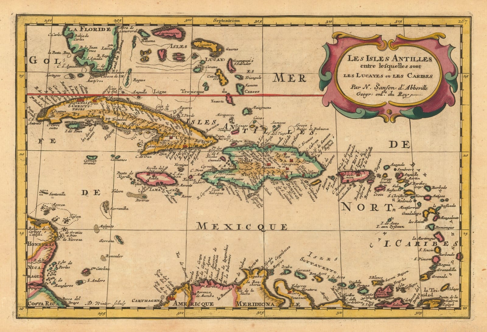 Nicolas & Guillaume Sanson, The West Indies, 1680 c.