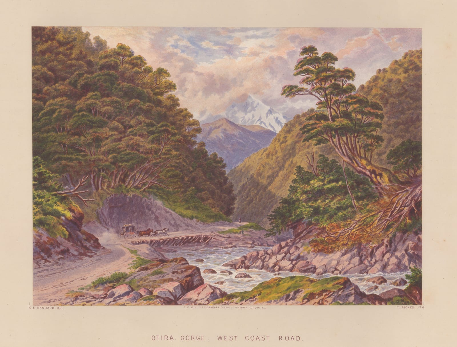 Charles Decimus Barraud, New Zealand - Otira Gorge, West Coast Road, 1877