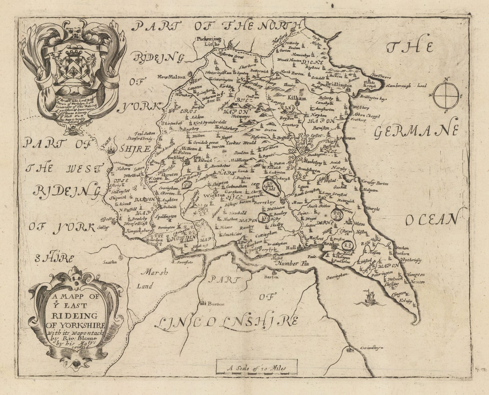 Richard Blome, A Mapp of ye East Rideing of Yorkshire, 1673 c.
