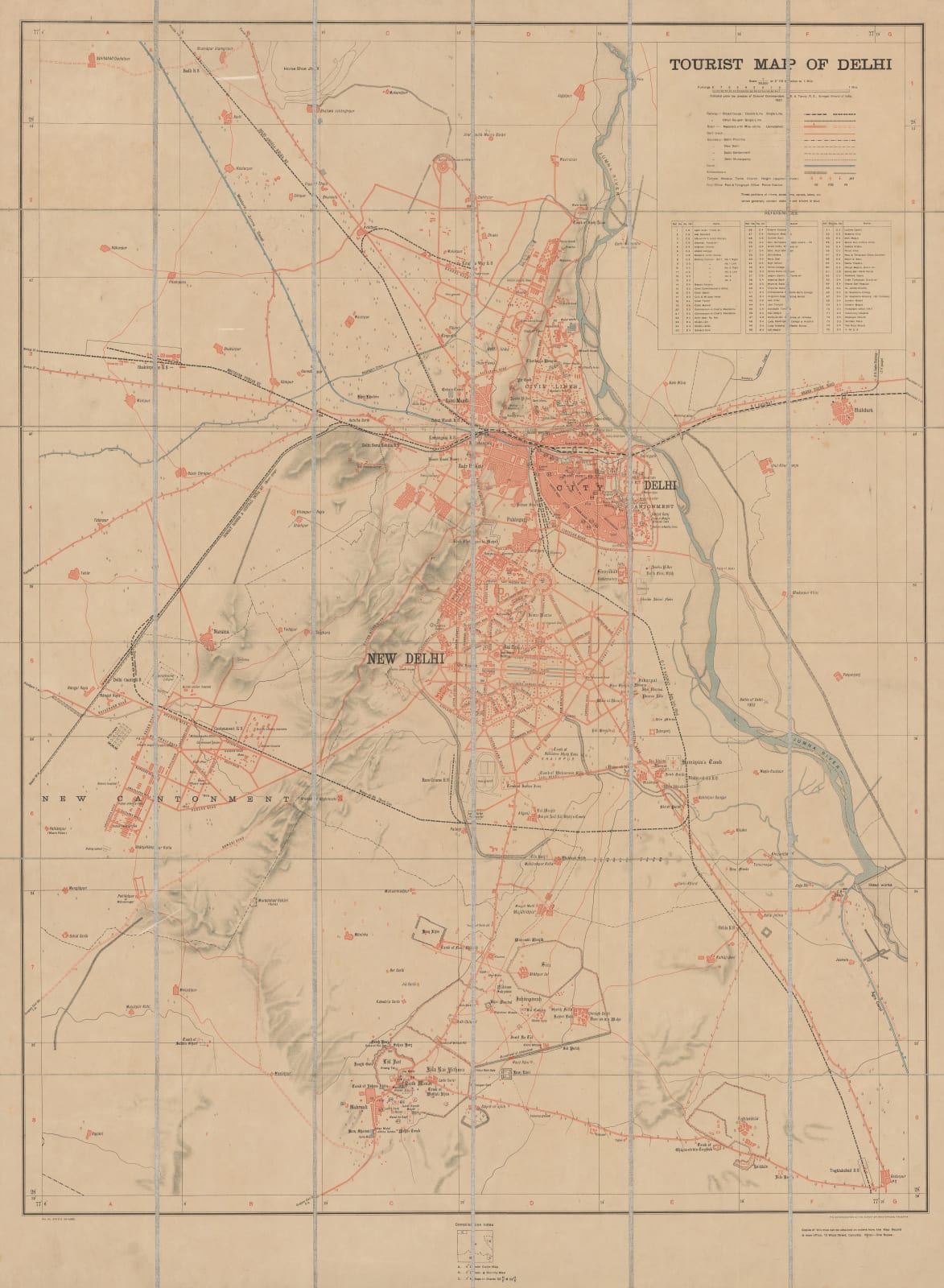 Survey of India, Tourist map of Delhi, 1927
