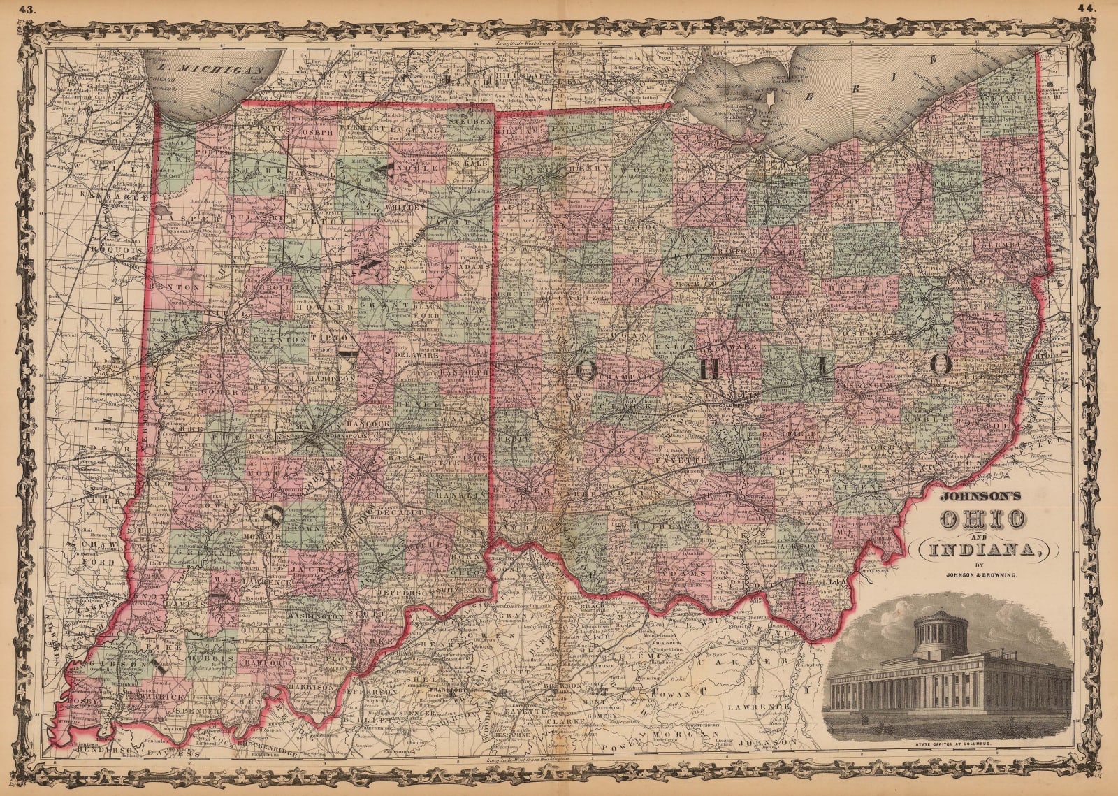 Johnson & Browning, Johnson's Ohio and Indiana, 1861