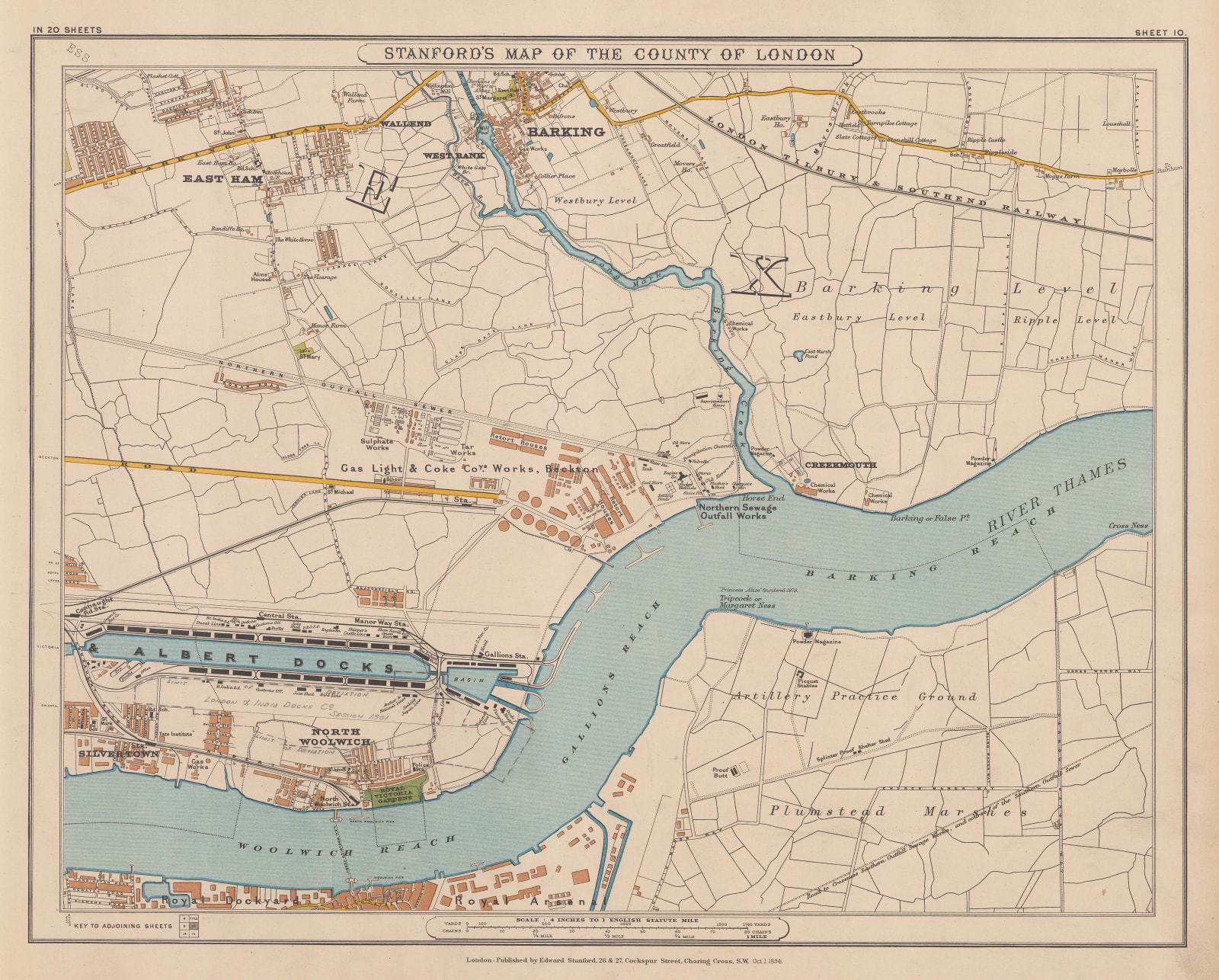 Edward Stanford, Barking, Royal Docks, Silvertown, Beckton & Thamesmead, 1894