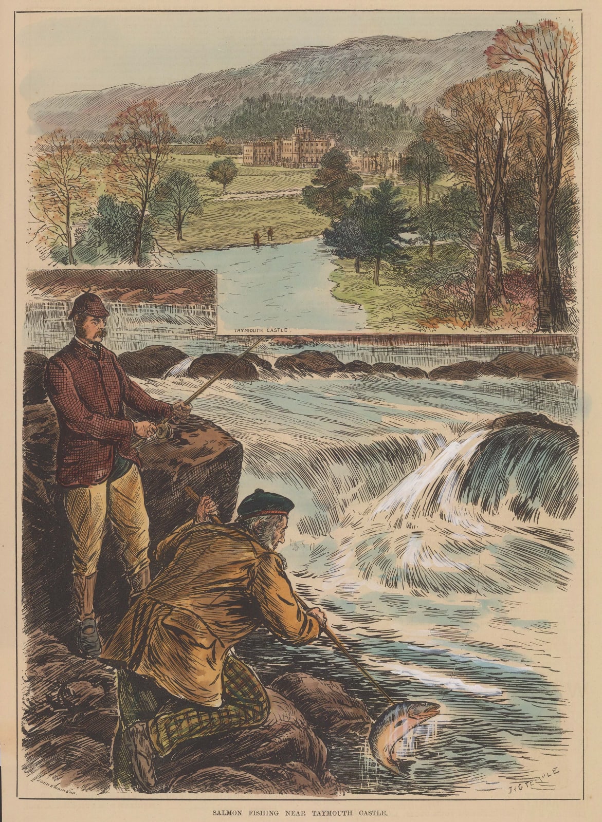 Illustrated Sporting and Dramatic News (ISDN), Fishing - Salmon Fishing, 1844
