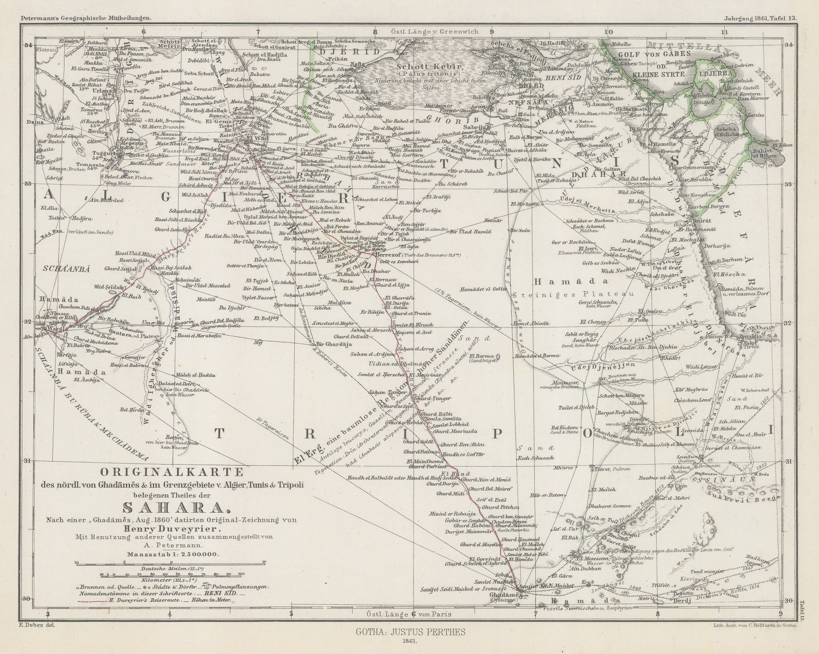 Justus Perthes, Sahara, 1861