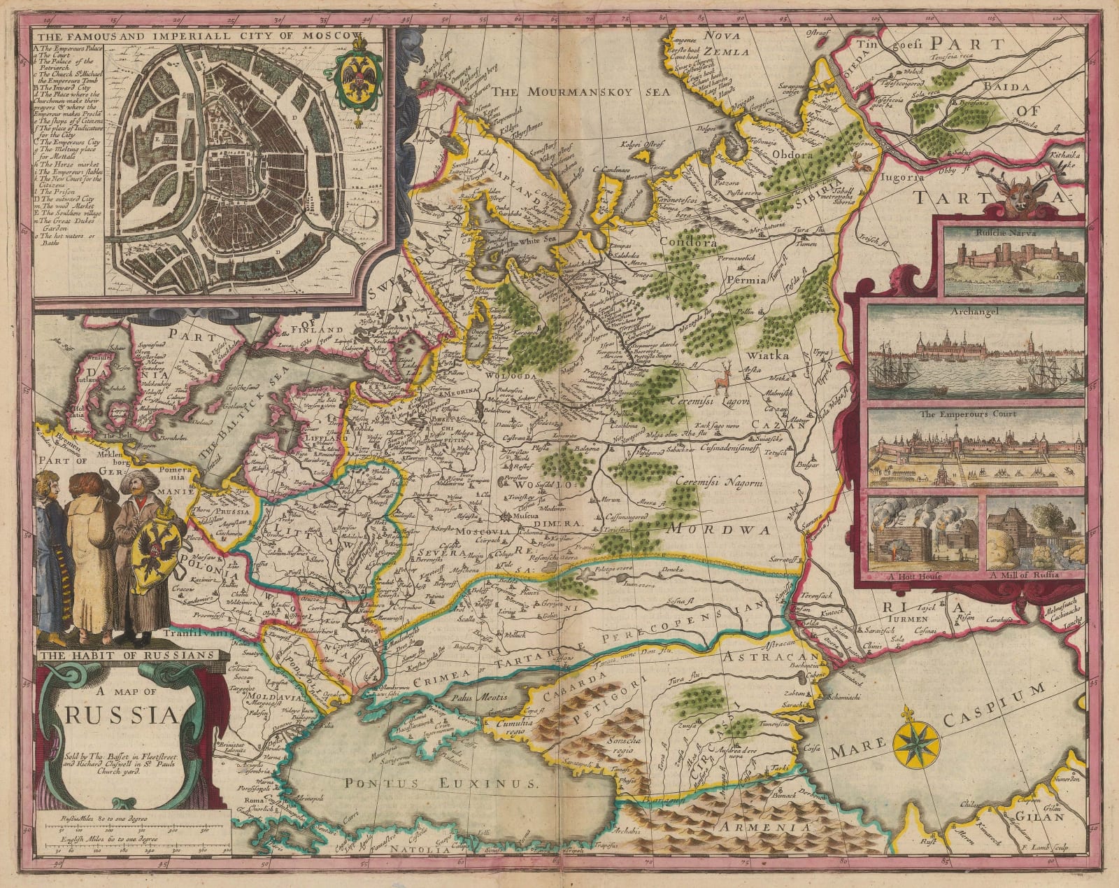 John Speed, First English atlas map of Russia, 1676