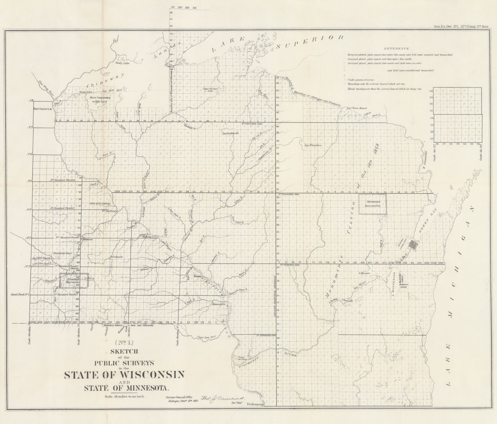 US Government, Sketch of the Public Surveys in the State of Wisconsin and State of Minnesota, 1861