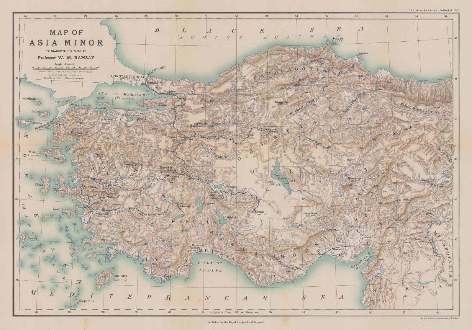 Royal Geographical Society (RGS), Map of Asia Minor, 1902