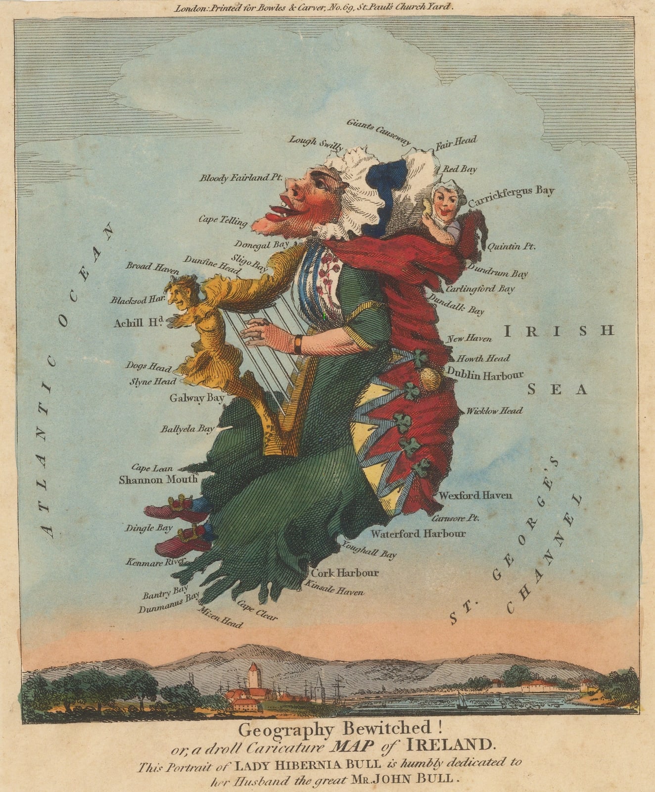 Robert Dighton, Rare caricature map of Ireland, 1797