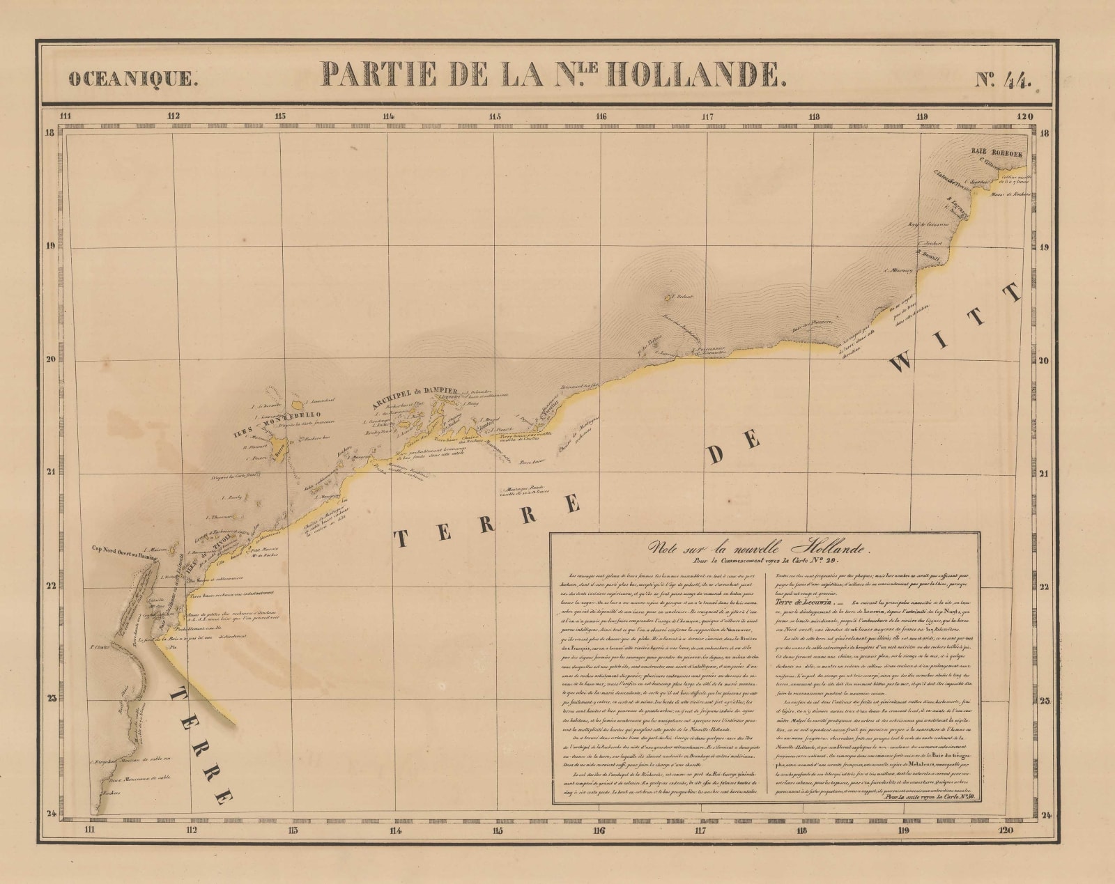 Philippe Vandermaelen, Western Australia coast from North west Cape to Roebuck Bay, 1827