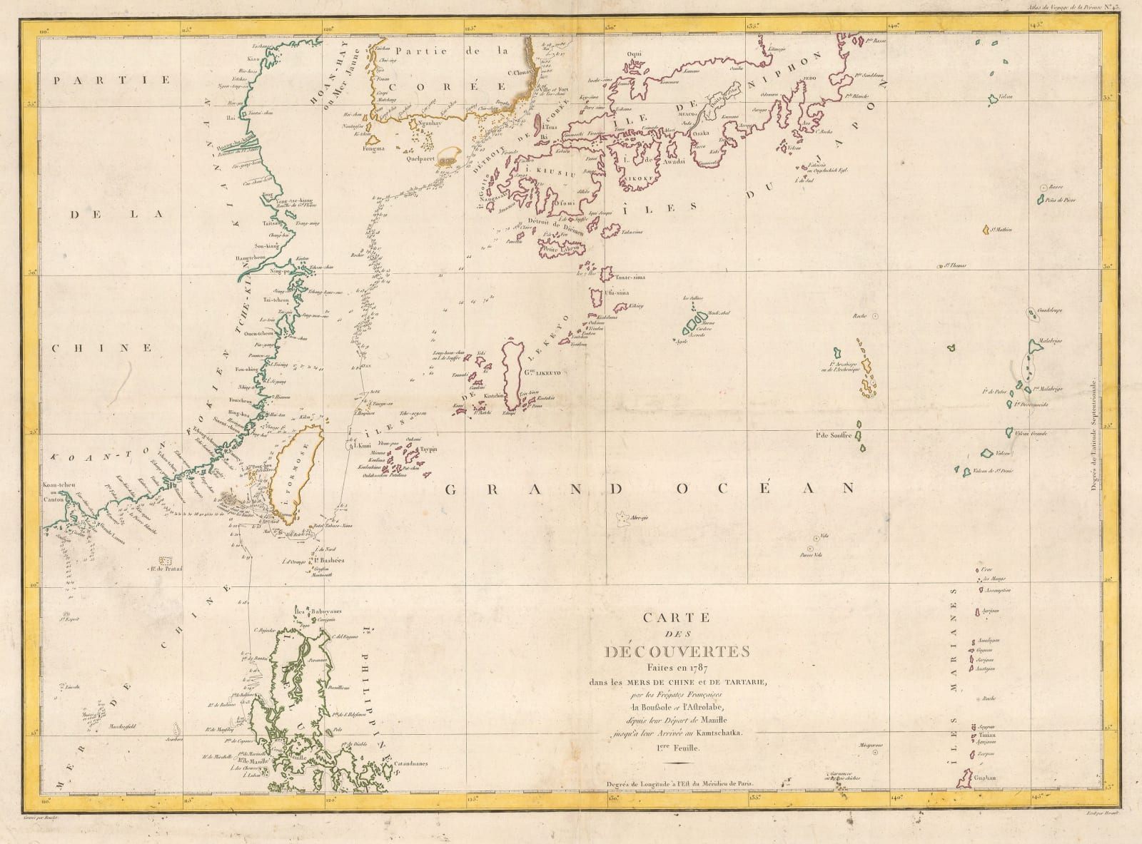 Jean Francois de La Perouse, Chart of the coast of China, Korea, Japan, Taiwan and the Philippines, 1797