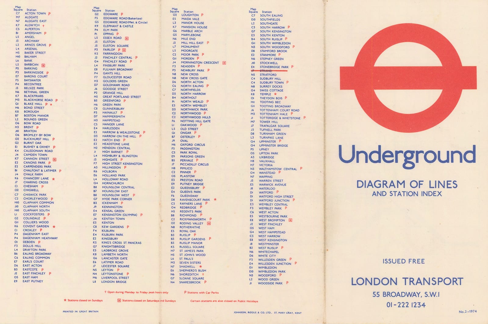 Paul E. Garbutt, London Underground Map, 1974