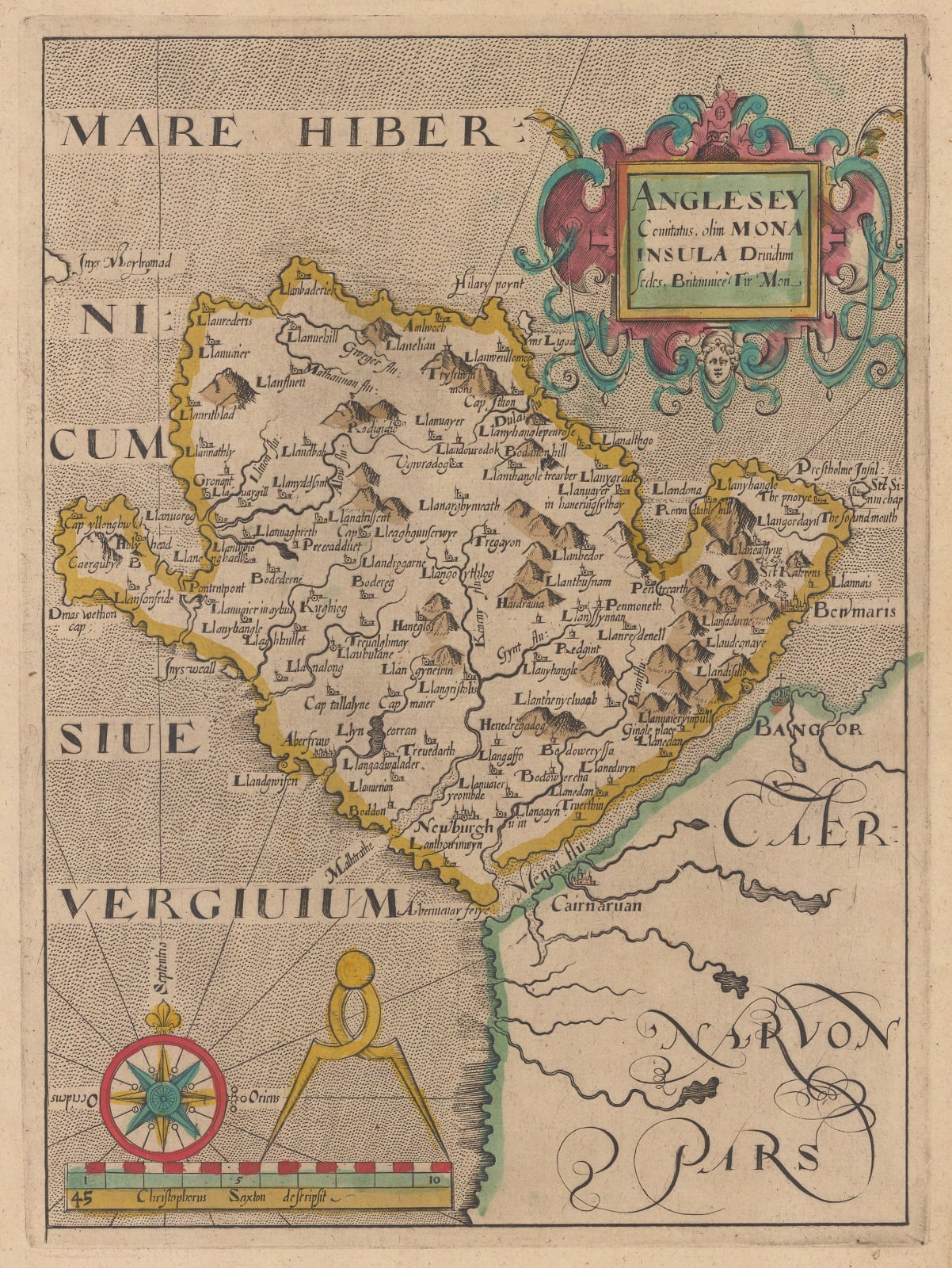 Christopher Saxton & William Hole, Anglesey, 1637