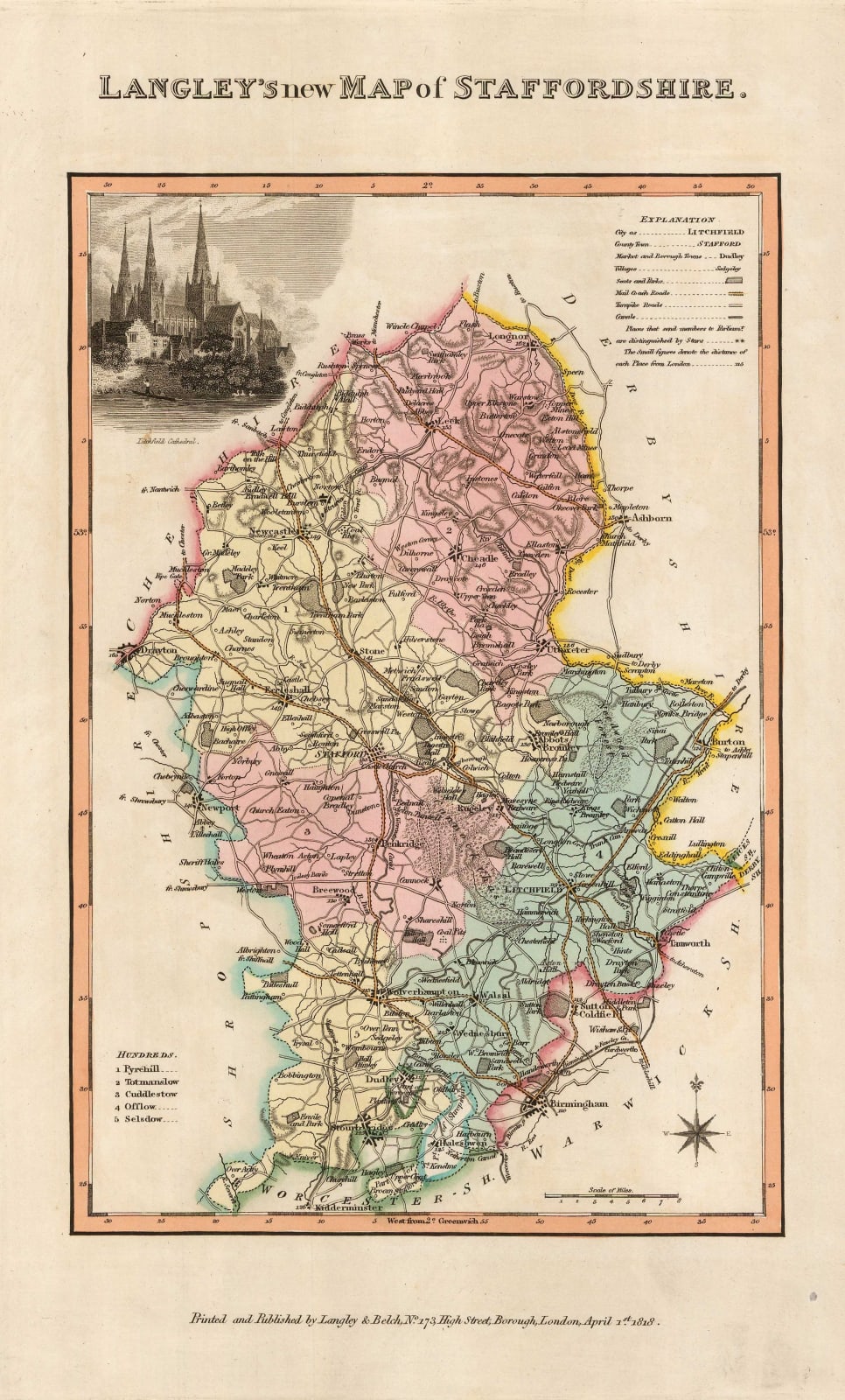 Langley & Belch, Langley's New Map of Staffordshire, 1817