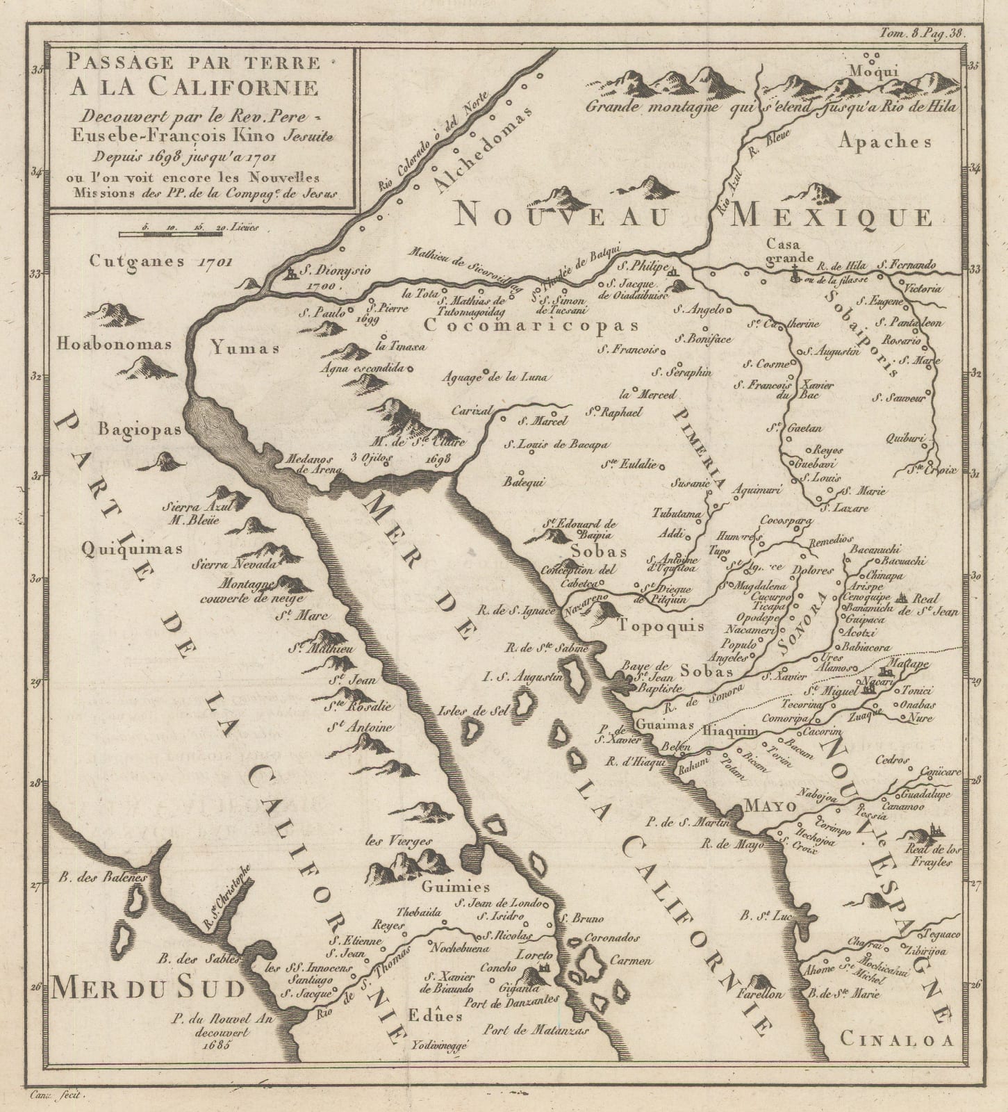 Eusebio Francisco Kino, Late French rendition of the important map by Eusebio Kino, 1785 c.