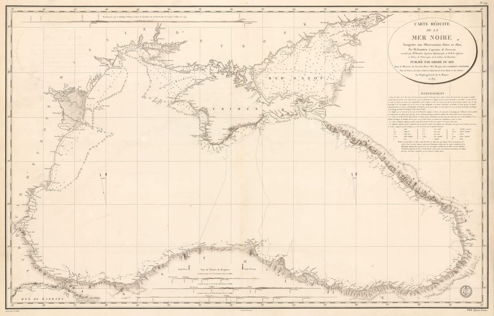 French Admiralty, Chart of the Black Sea, 1822