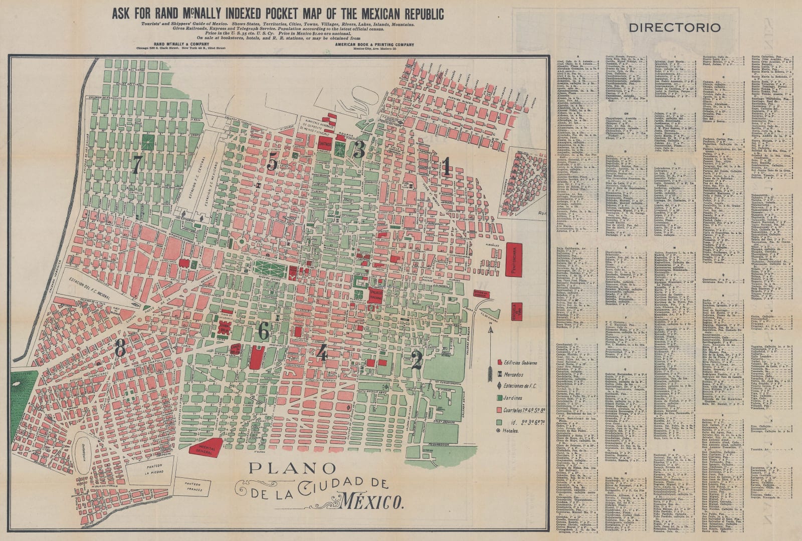 Rand, McNally & Co., Plan of Mexico City, 1924
