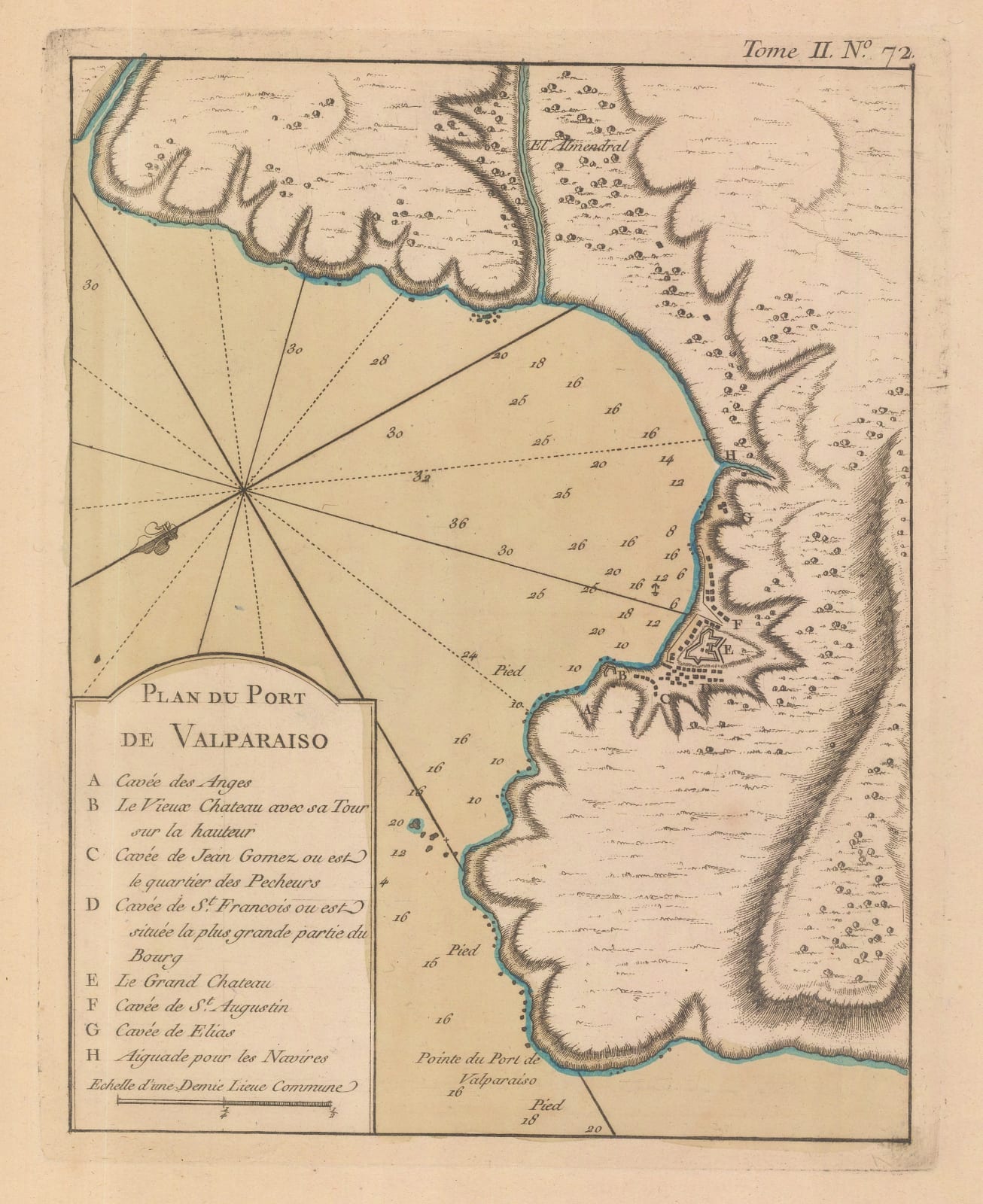 Jacques-Nicolas Bellin, Valparaiso, Chile, 1764