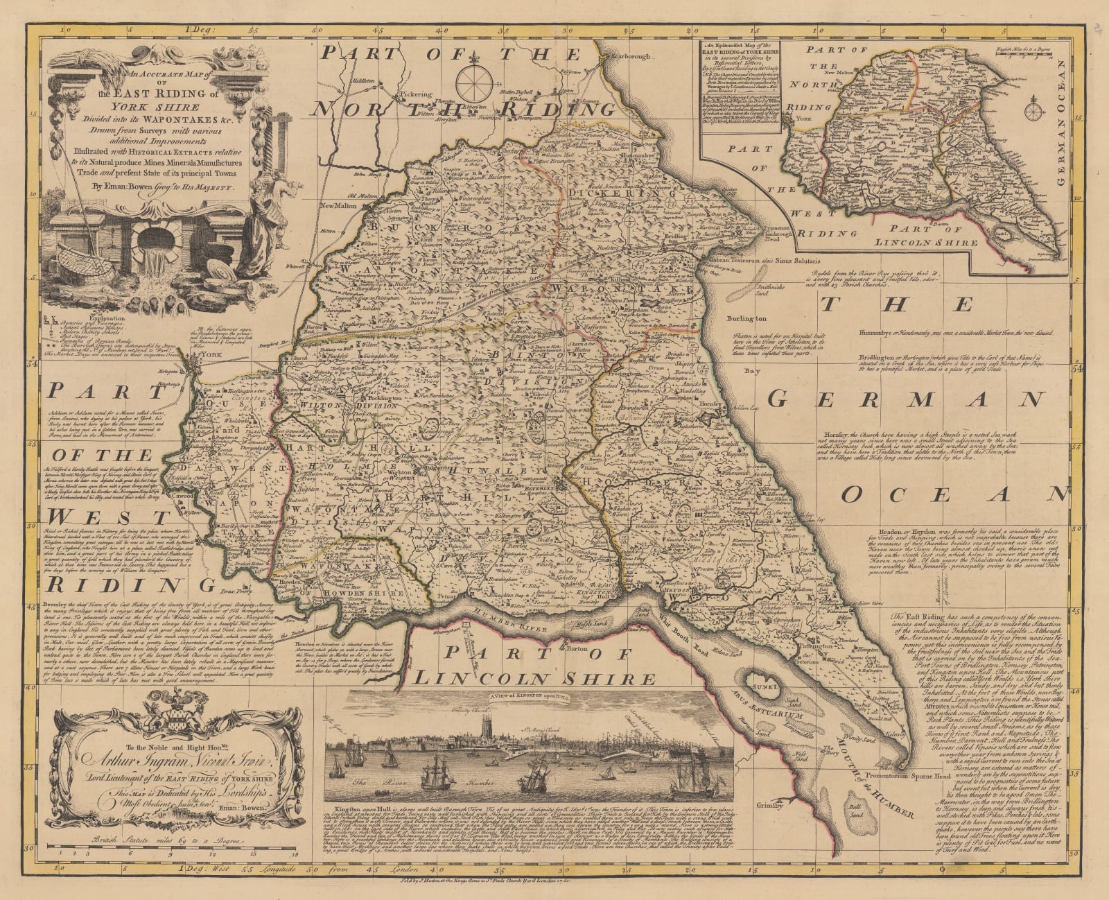 Emanuel Bowen, An Accurate Map of the East Riding of Yorkshire, 1760 c