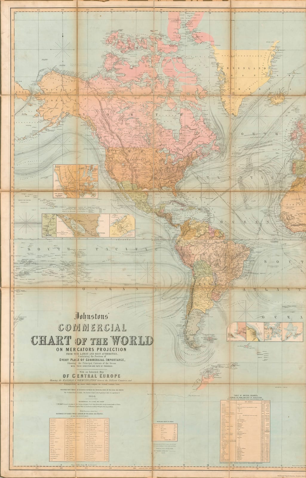W. & A.K. Johnston, Commercial Chart of the World, 1855