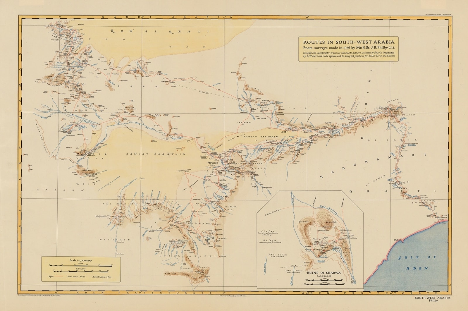 Royal Geographical Society (RGS), Routes in South-West Arabia, 1938