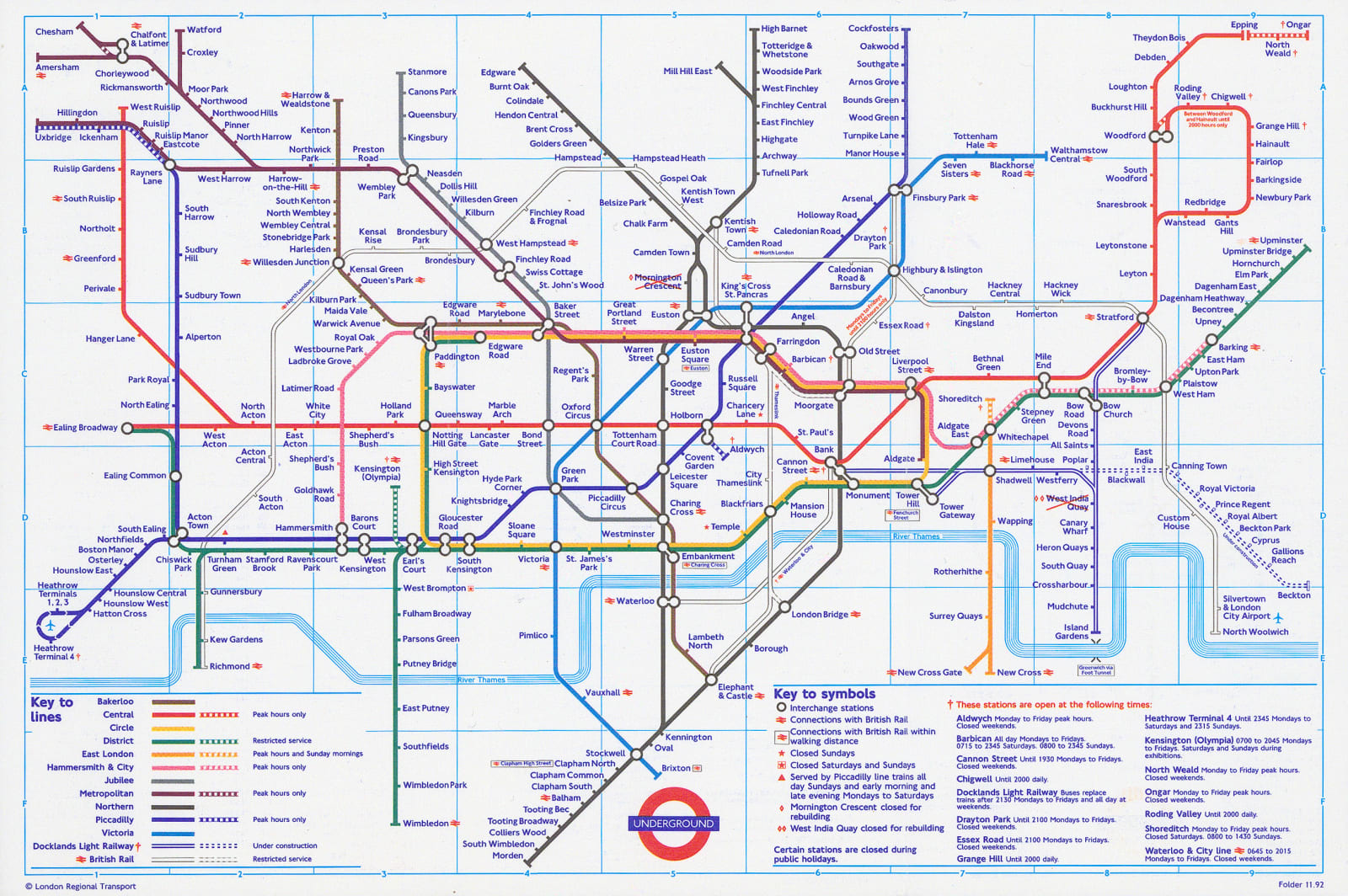 London Underground, London Underground Map, 1993