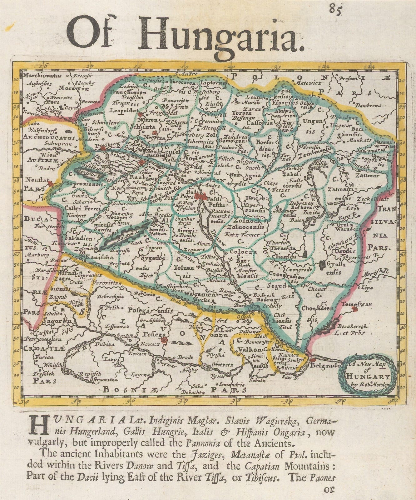 Robert Morden, Early map of Hungary, 1688