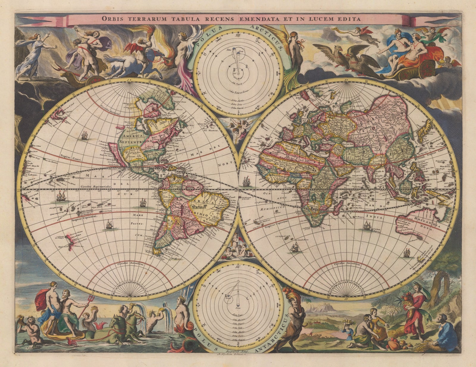 Jacob & Hendrik Keur, Double Hemisphere World Map, 1702 The Map House
