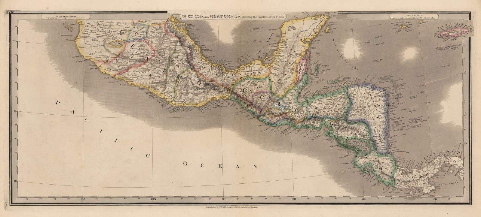 James Wyld, Mexico and Central America showing the Position of the Mines, 1840