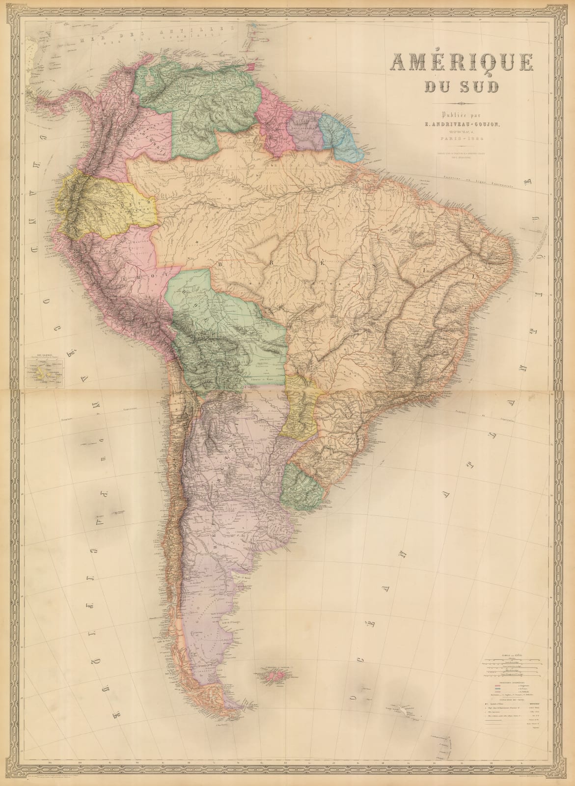 Eugène Andriveau-Goujon, Wall map of South America, 1884