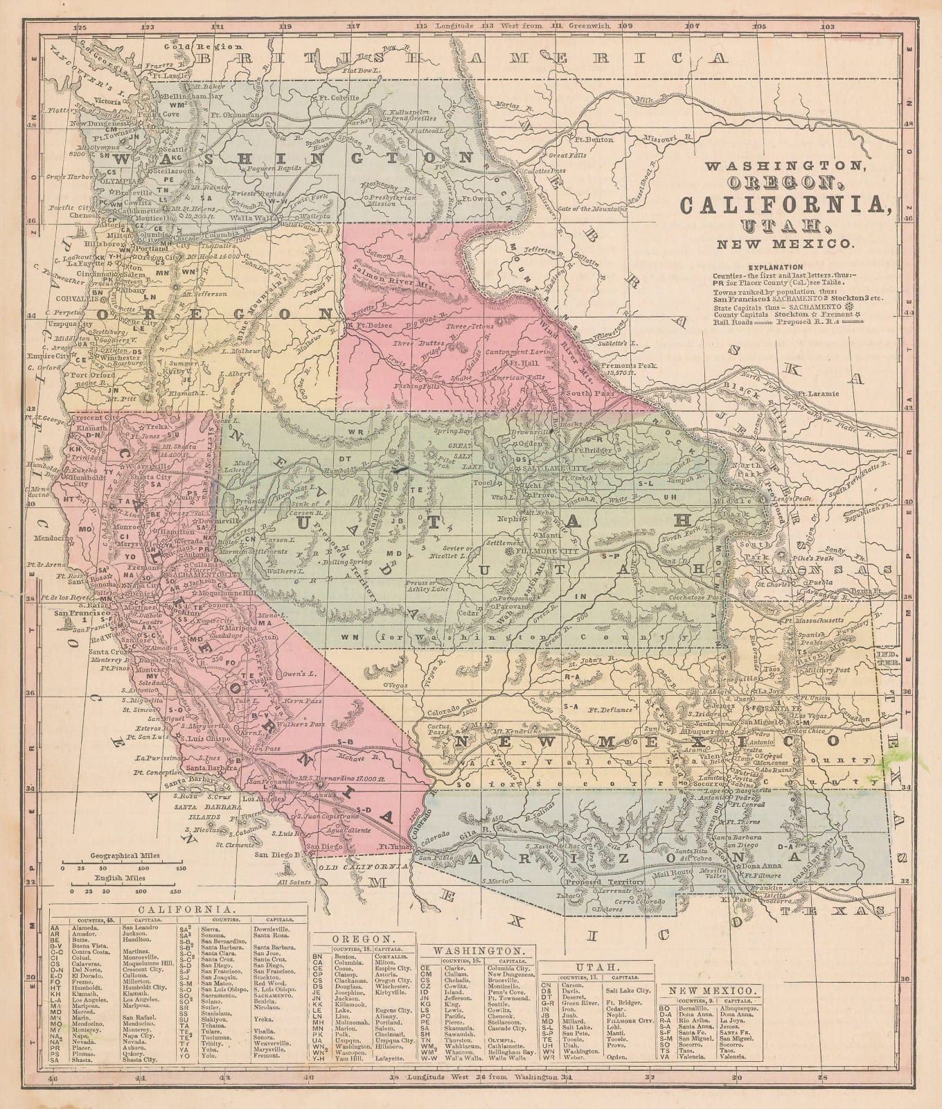 Roswell C. Smith, Civil War-Era Map of the Western US, 1861