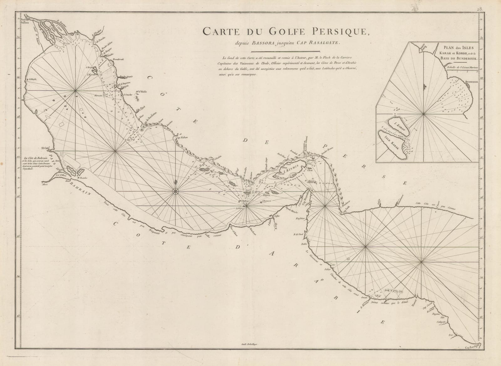 Guillaume-Nicolas Delahaye, Chart of the Persian Gulf, 1775 c.