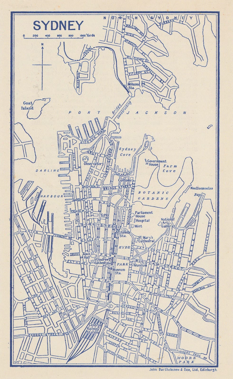 John Bartholomew & Son, Sydney - P&O Ports Guide, 1930 (c.)