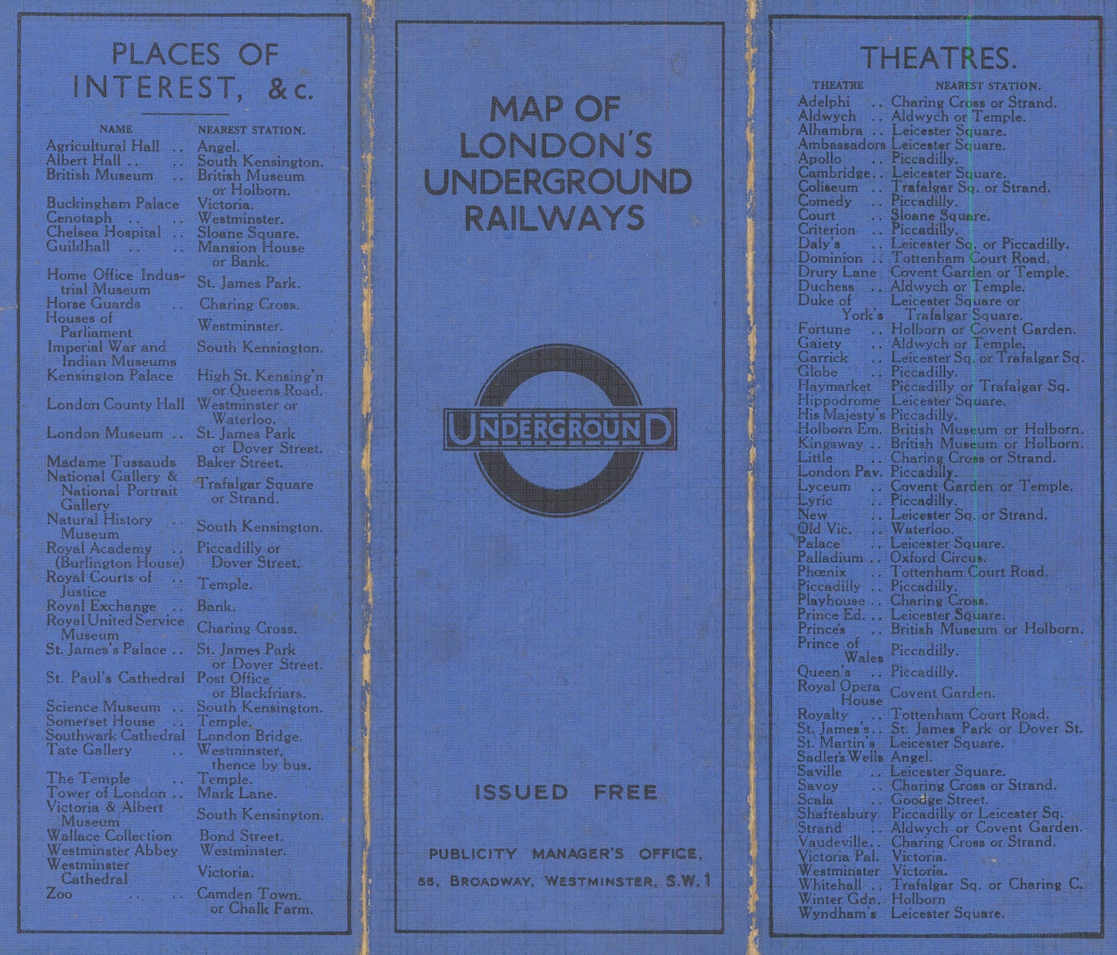 Fred H. Stingemore, Map of London's Underground Railways, 1931