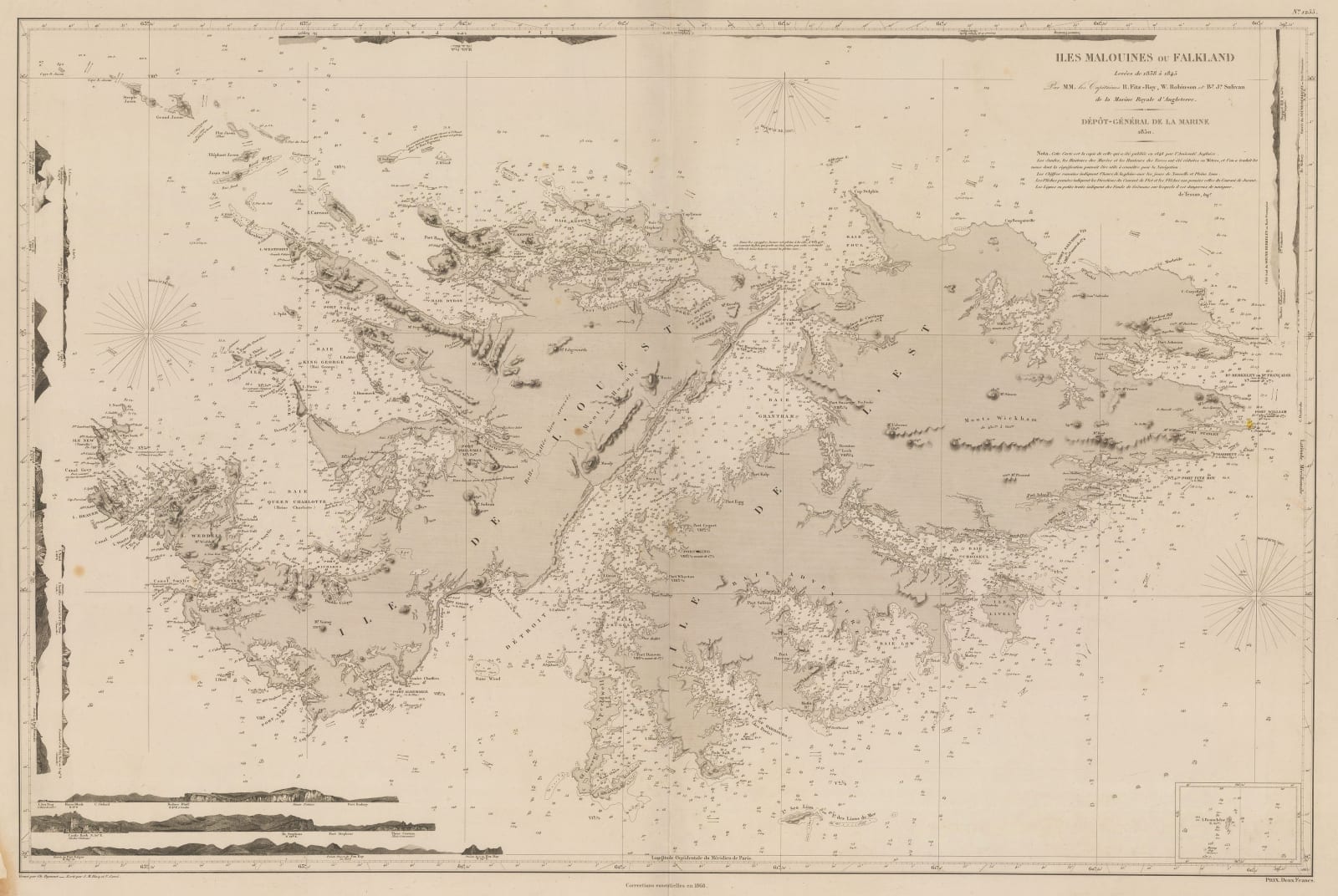 French Admiralty, Chart of the Falkland Islands, 1868